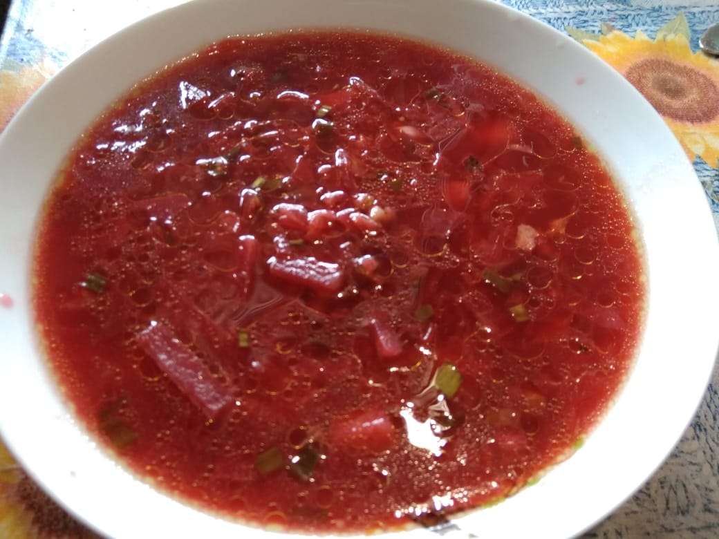 Холодный суп из свеклы с соусом песто итальянская кухня по-русски